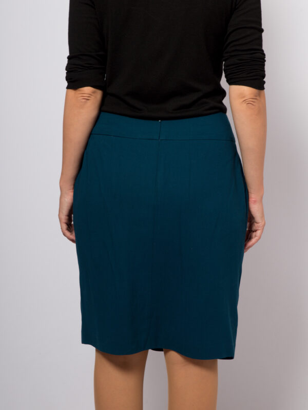 LK Bennett Teal Pleated Wool Skirt - Image 3