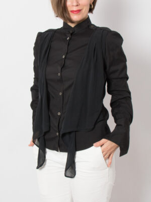 RICHMOND Black Shirt with Silk Vest