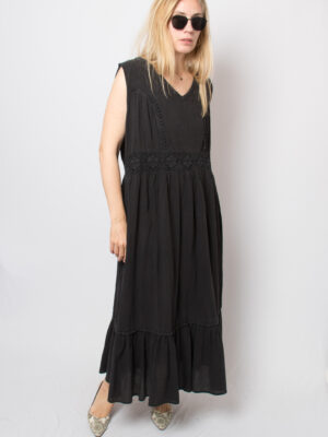Vintage Black Tiered Maxi Dress