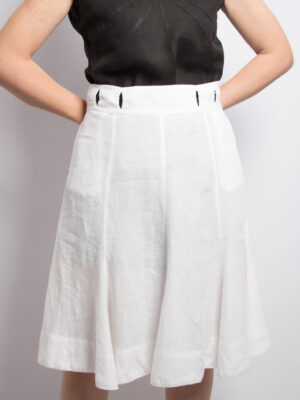 Vintage Adolfo Dominguez White Linen Flowy Skirt