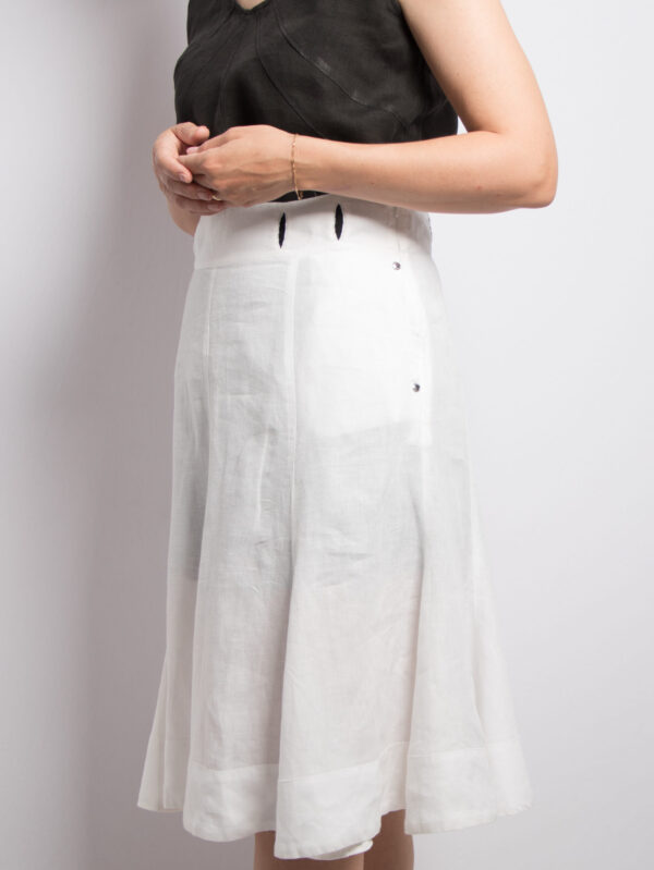 Vintage Adolfo Dominguez White Linen Flowy Skirt - Image 4