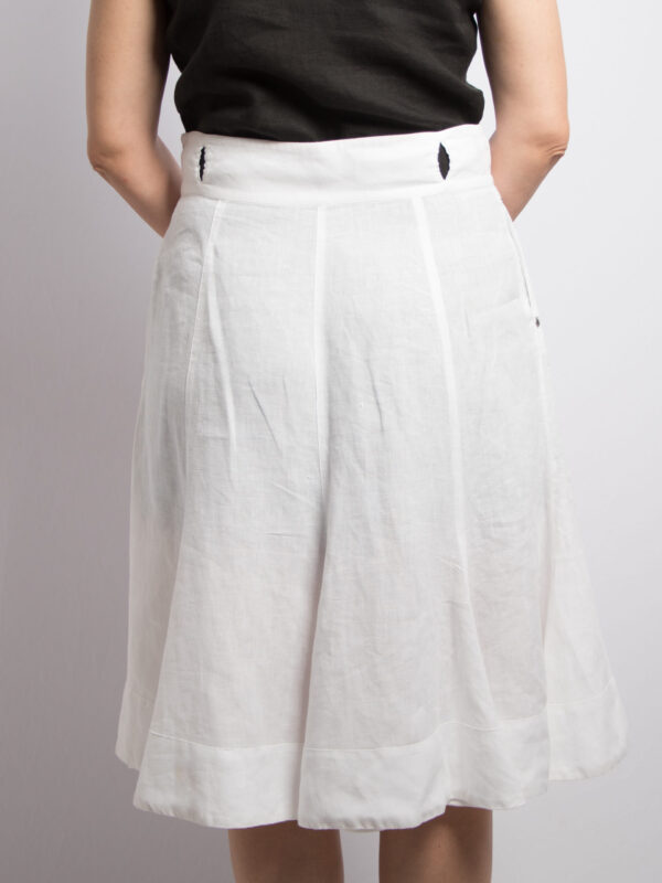 Vintage Adolfo Dominguez White Linen Flowy Skirt - Image 5