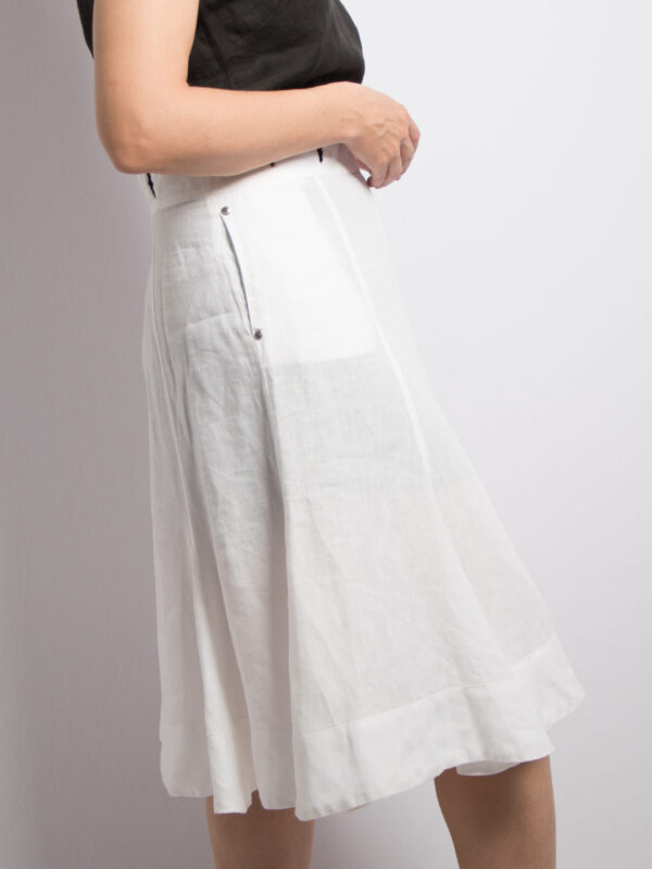 Vintage Adolfo Dominguez White Linen Flowy Skirt - Image 6