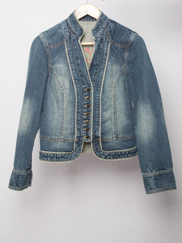 Hand Embroidered Denim Jacket with Phoenix - Image 2
