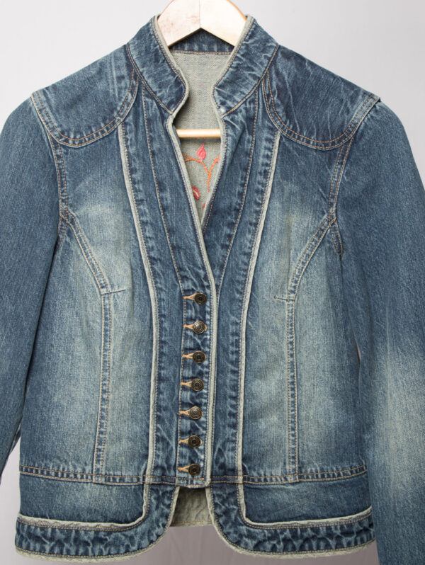 Hand Embroidered Denim Jacket with Phoenix - Image 3