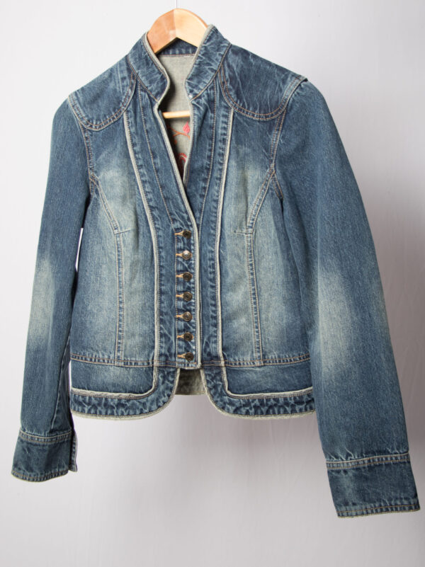Hand Embroidered Denim Jacket with Phoenix - Image 4