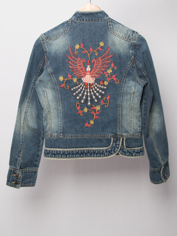 Hand Embroidered Denim Jacket with Phoenix