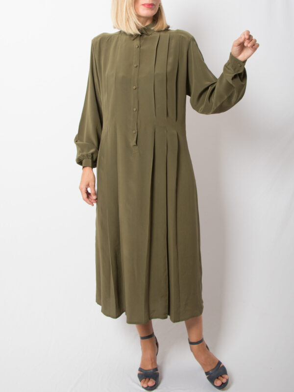Vintage Olive Silk Dress by Loretta di Lorenzo - Image 2