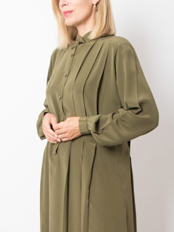 Vintage Olive Silk Dress by Loretta di Lorenzo - Image 4