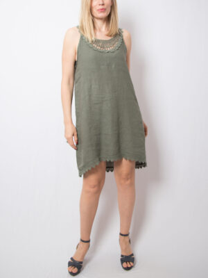 Vintage High Low Sage Linen Dress