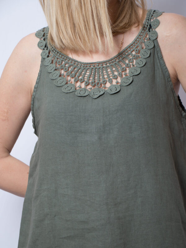 Vintage High Low Sage Linen Dress - Image 4