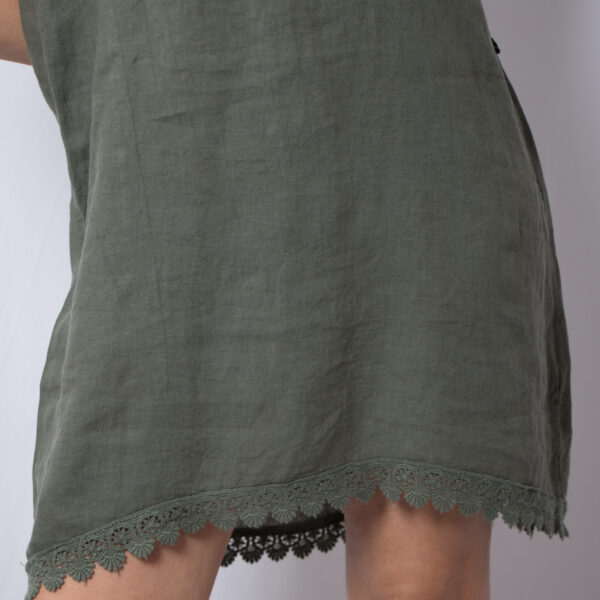 Vintage High Low Sage Linen Dress - Image 5