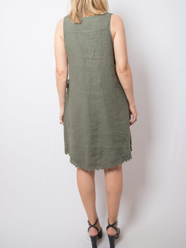 Vintage High Low Sage Linen Dress - Image 6