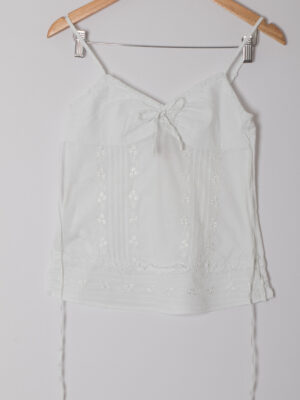 Esprit Y2K White Cotton Embroidered Camisole
