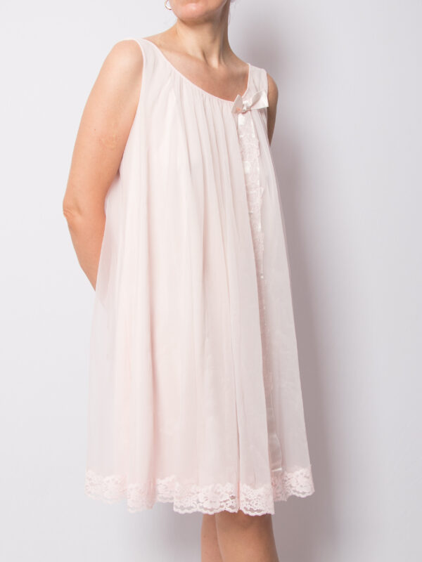 Vintage Pink Nylon Babydoll Nightgown - Image 3