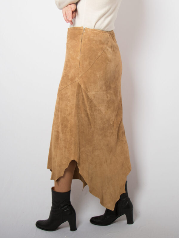 90s Asymmetrical Suede Skirt Midi Women - Image 2