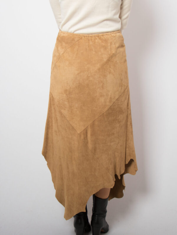 90s Asymmetrical Suede Skirt Midi Women - Image 3