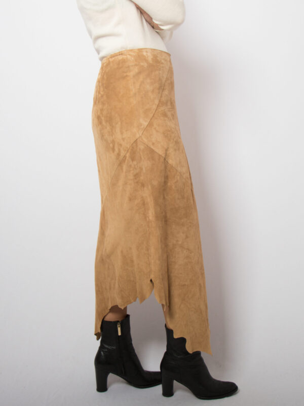 90s Asymmetrical Suede Skirt Midi Women - Image 4