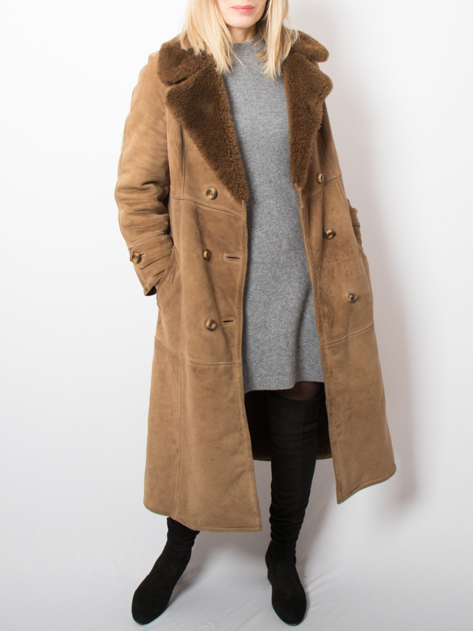 Vintage Suede Long Sheepskin Coat Vintage Suede Long Sheepskin Coat - Image 2