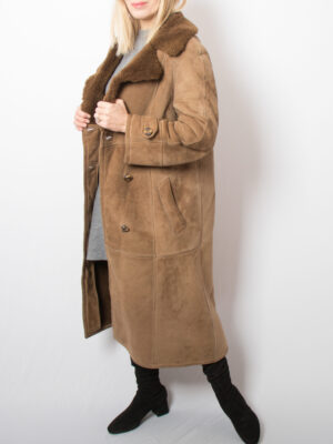 Vintage Suede Long Sheepskin Coat