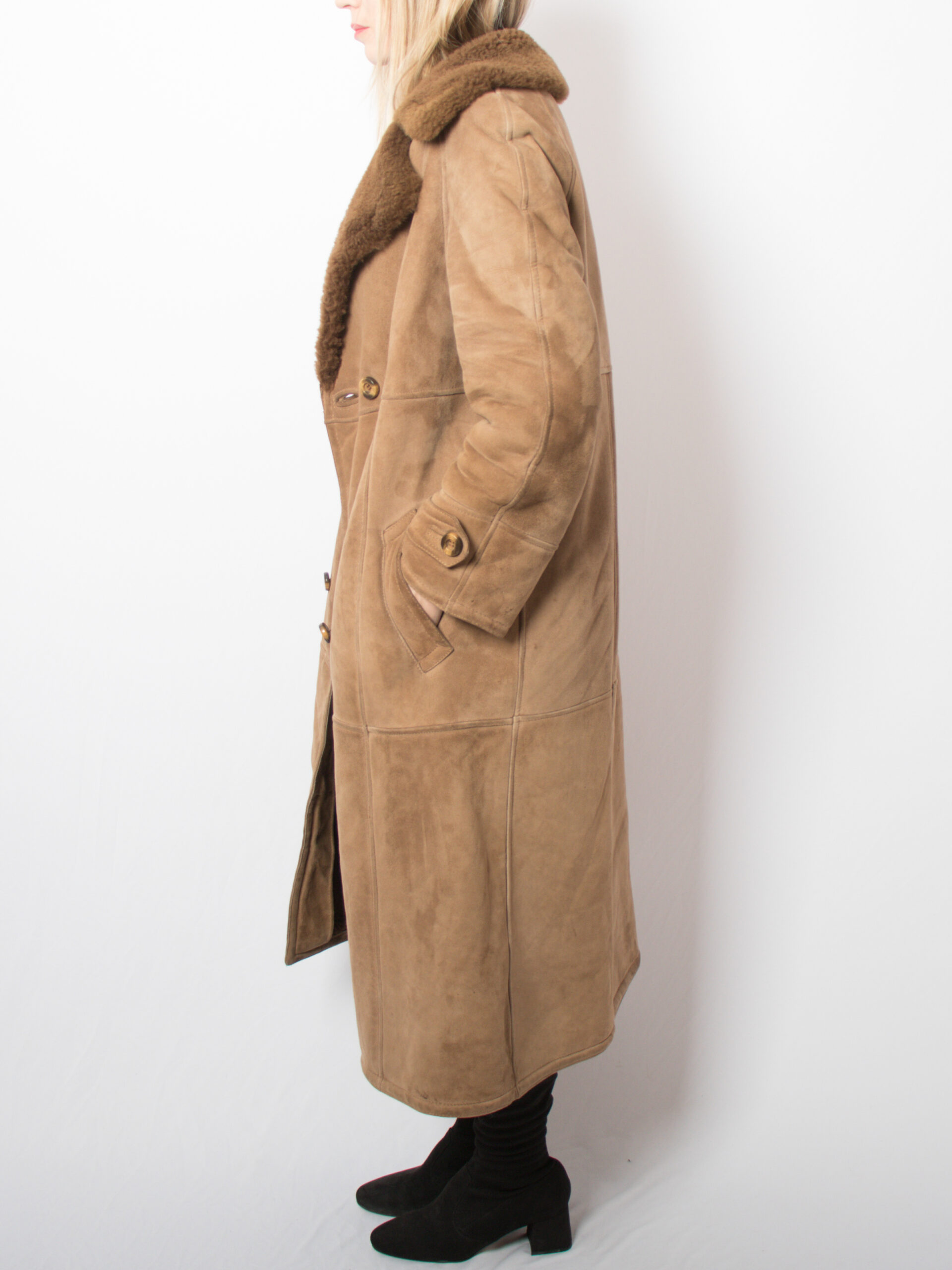 Vintage Suede Long Sheepskin Coat Vintage Suede Long Sheepskin Coat - Image 3