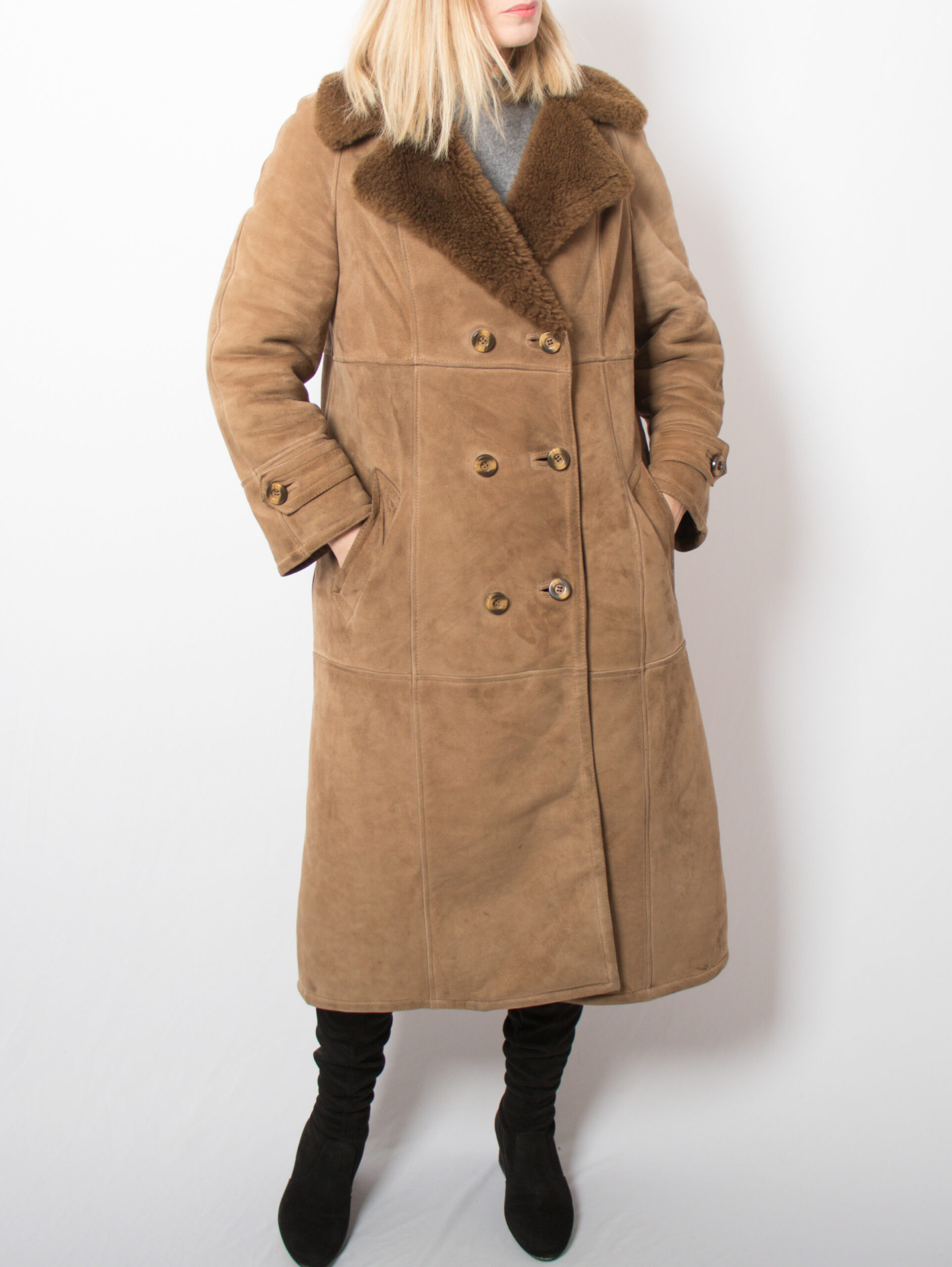 Vintage Suede Long Sheepskin Coat Vintage Suede Long Sheepskin Coat - Image 5