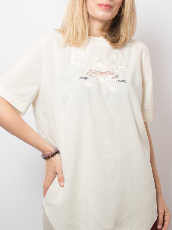 Vintage Regal Embroidery Cutwork Blouse - Image 2