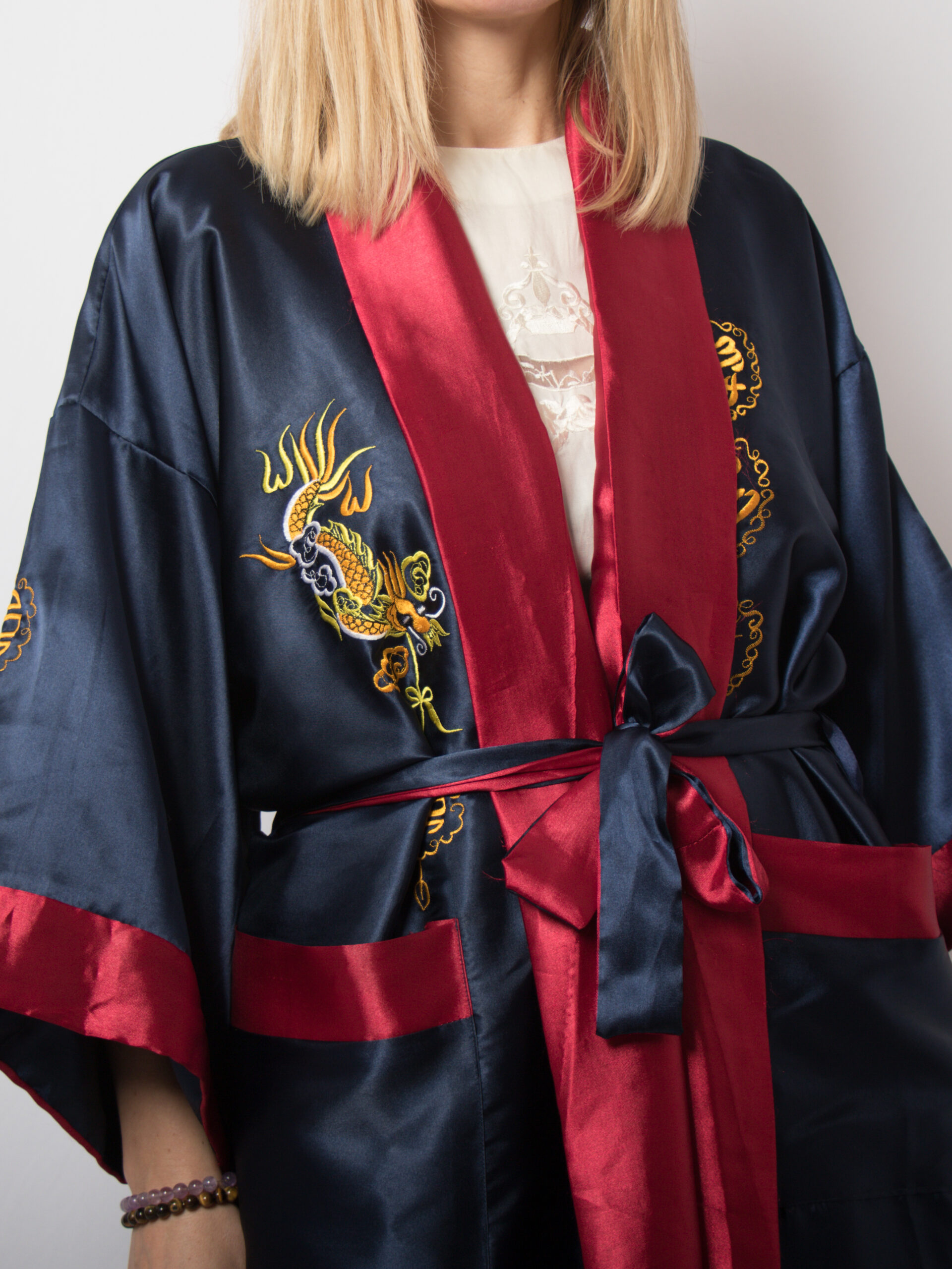 Vintage Reversible Satin Kimono Robe Vintage Reversible Satin Kimono Robe - Image 2