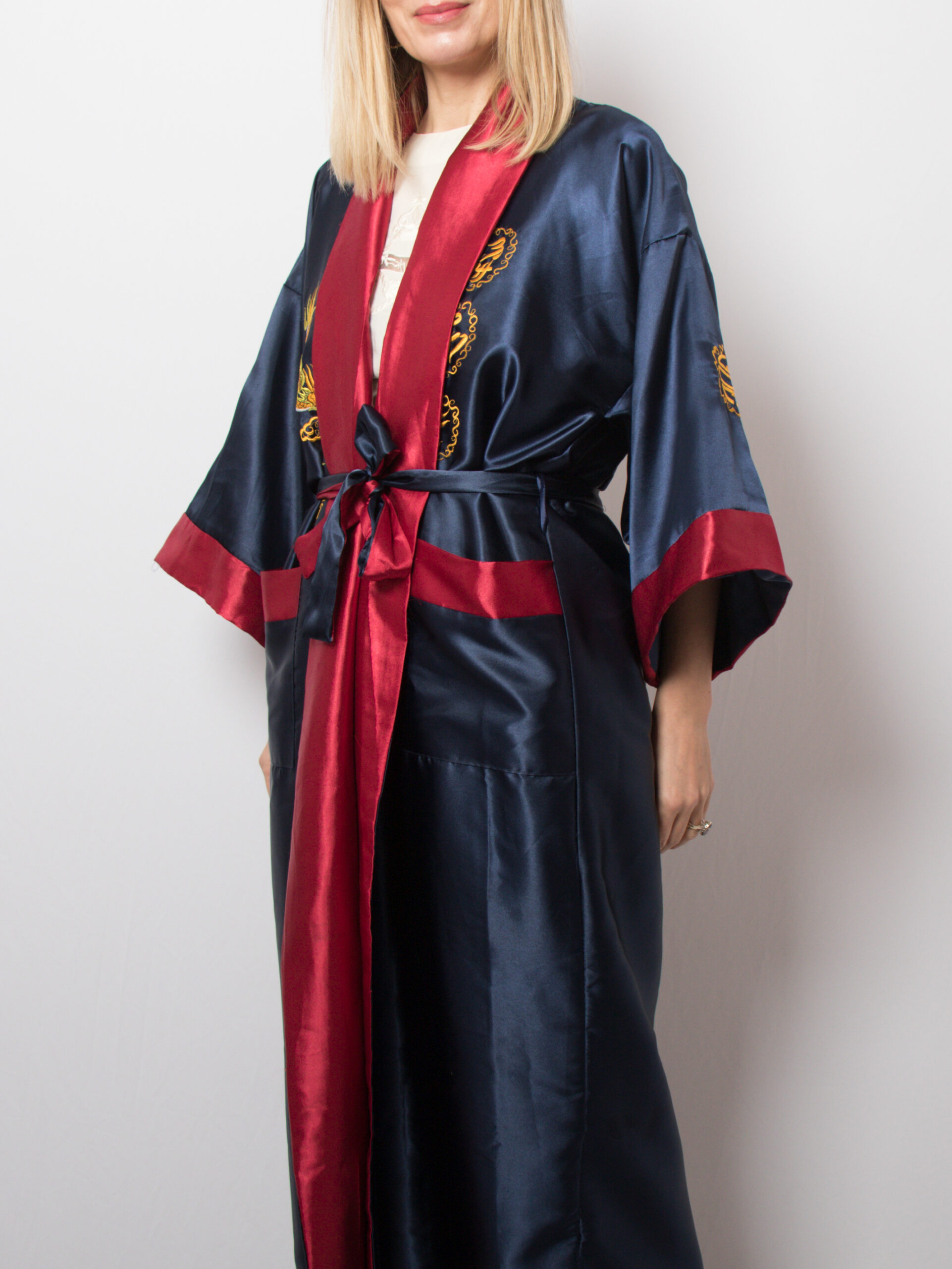 Vintage Reversible Satin Kimono Robe Vintage Reversible Satin Kimono Robe