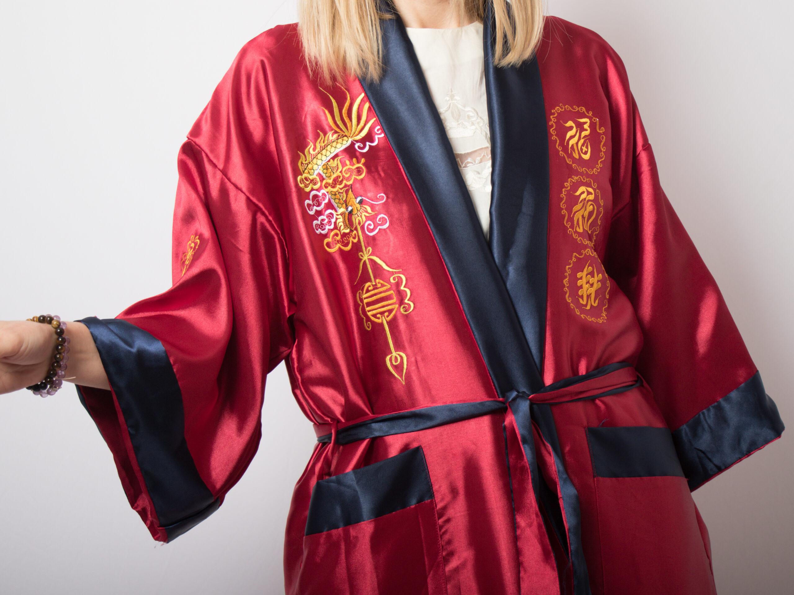 Vintage Reversible Satin Kimono Robe Vintage Reversible Satin Kimono Robe - Image 5