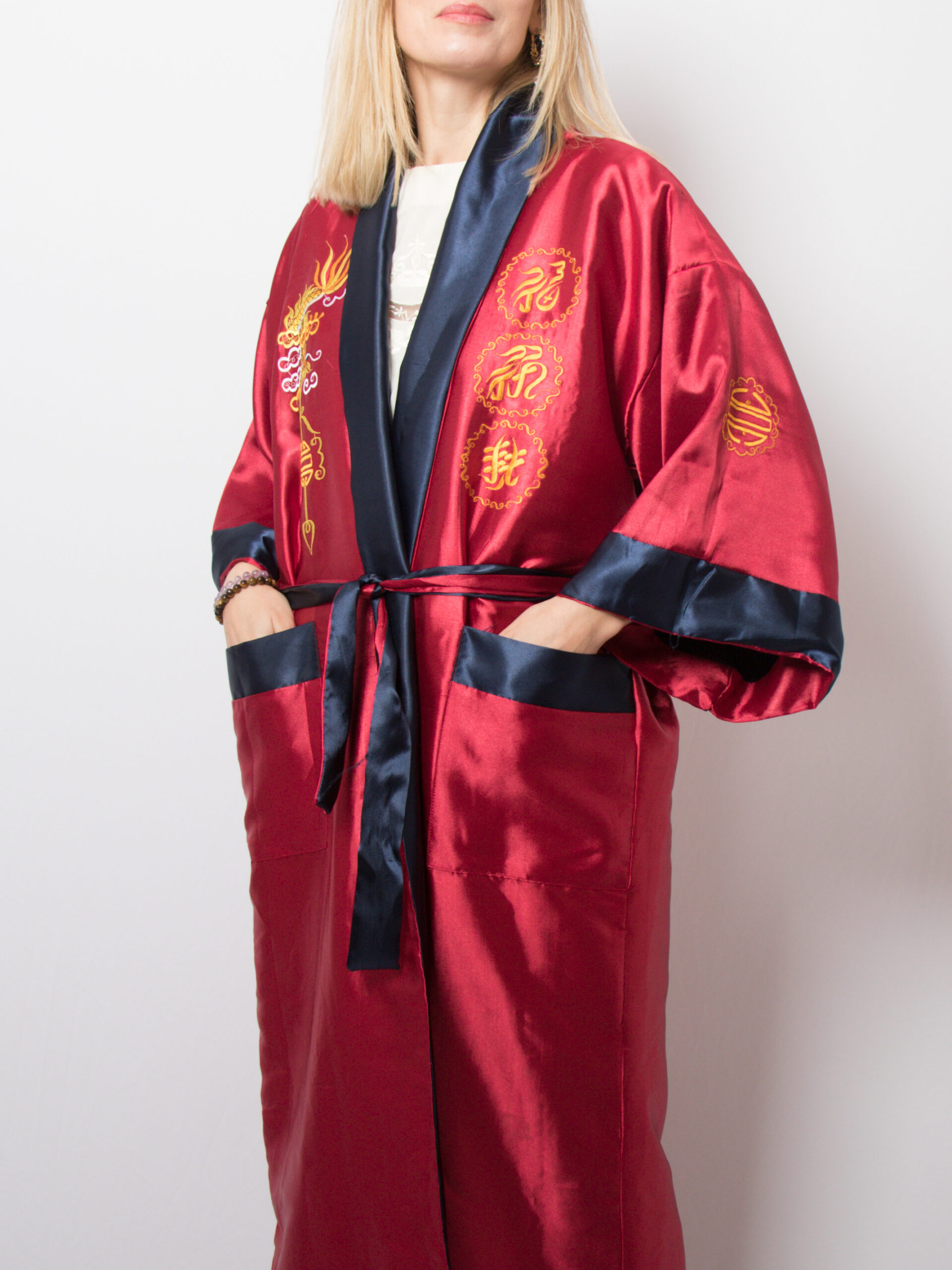 Vintage Reversible Satin Kimono Robe Vintage Reversible Satin Kimono Robe - Image 6