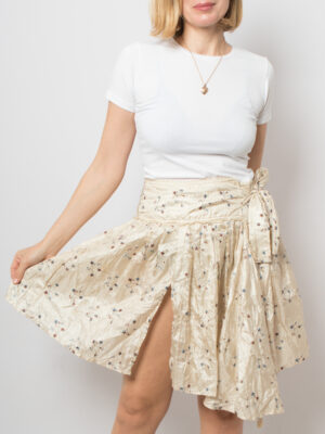 Y2K Embroidered Floral Wrap Skirt with Aesthetic Front made in Italy Medium Siz