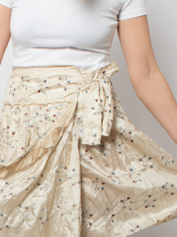 Embroidered Floral Wrap Skirt Mini - Image 2
