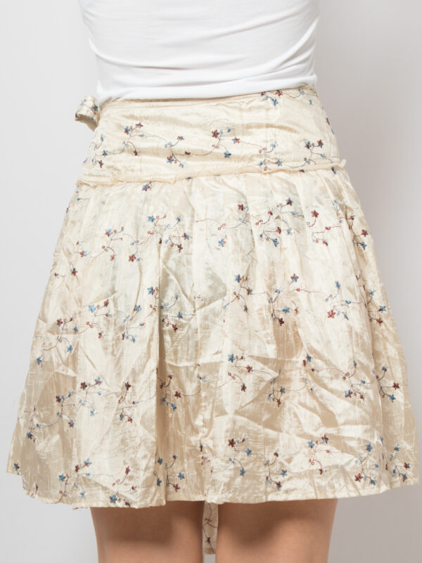 Embroidered Floral Wrap Skirt Mini - Image 4