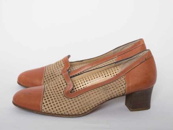 Vintage Perforated Leather Heels EUR 41 - Image 4