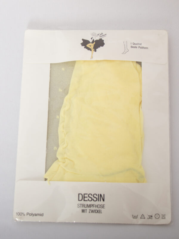 Vintage 1980s Yellow Pantyhose – NOS Fantasy Tights – Made in Germany – Strumpfhose mit Zwickel