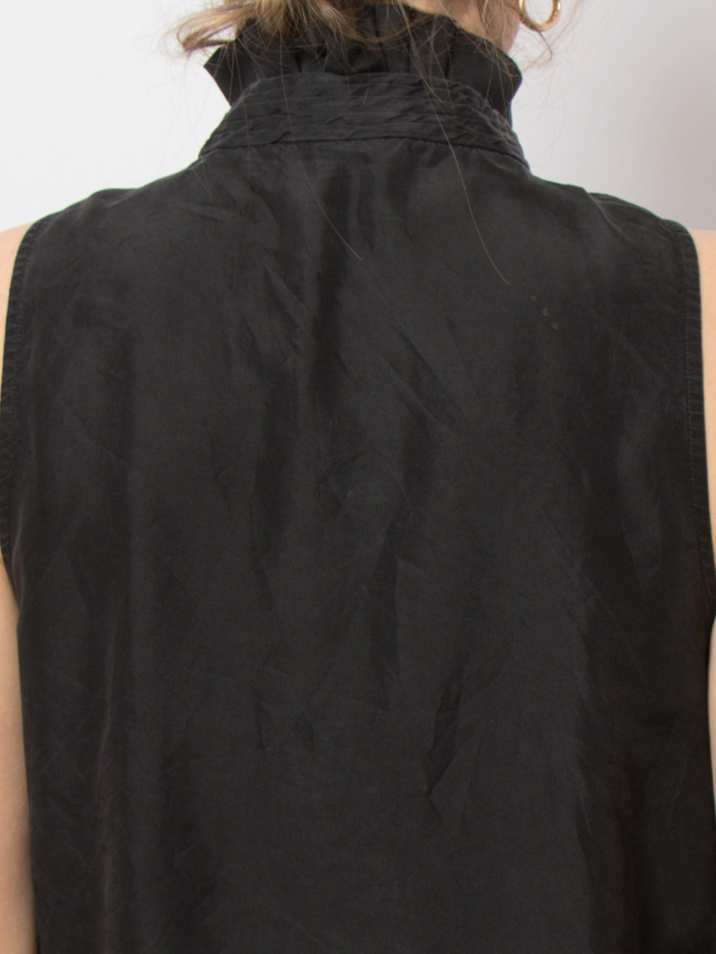 Black Silk Blouse Ruffle Jabot Black Silk Blouse Ruffle Jabot - Image 4