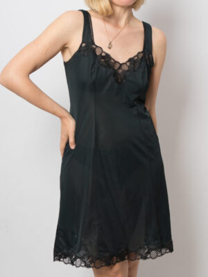 Vintage Black Nylon Slip Dress