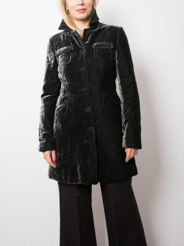ASPESI Grey Velvet Coat Women - Image 2