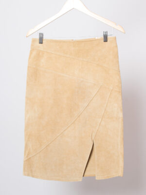 Beige Camel Suede Skirt 90s