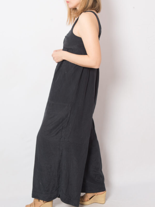 Vintage Pure Silk Jumpsuit Black - Image 2