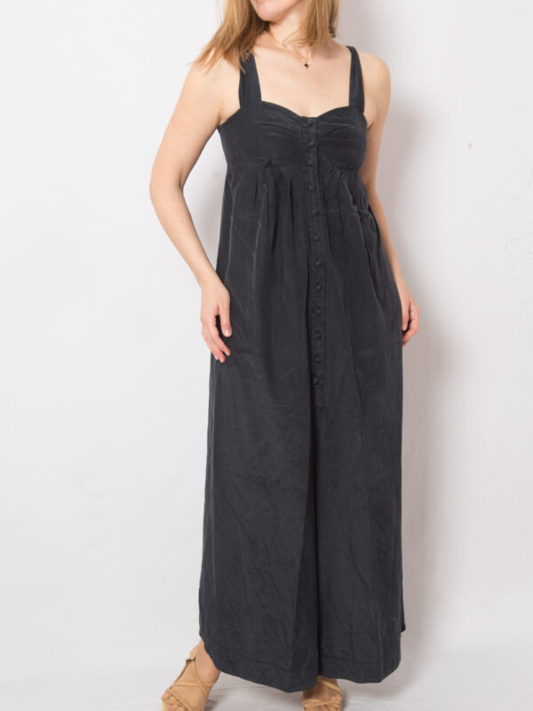 vintage black silk wide leg jumpsuit