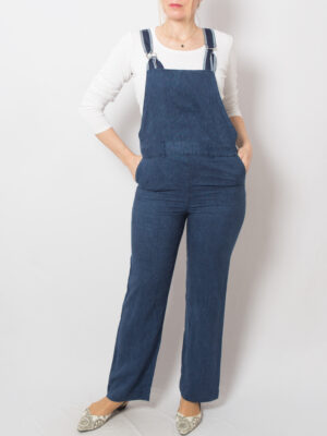 vintage slim blue striped bib overalls