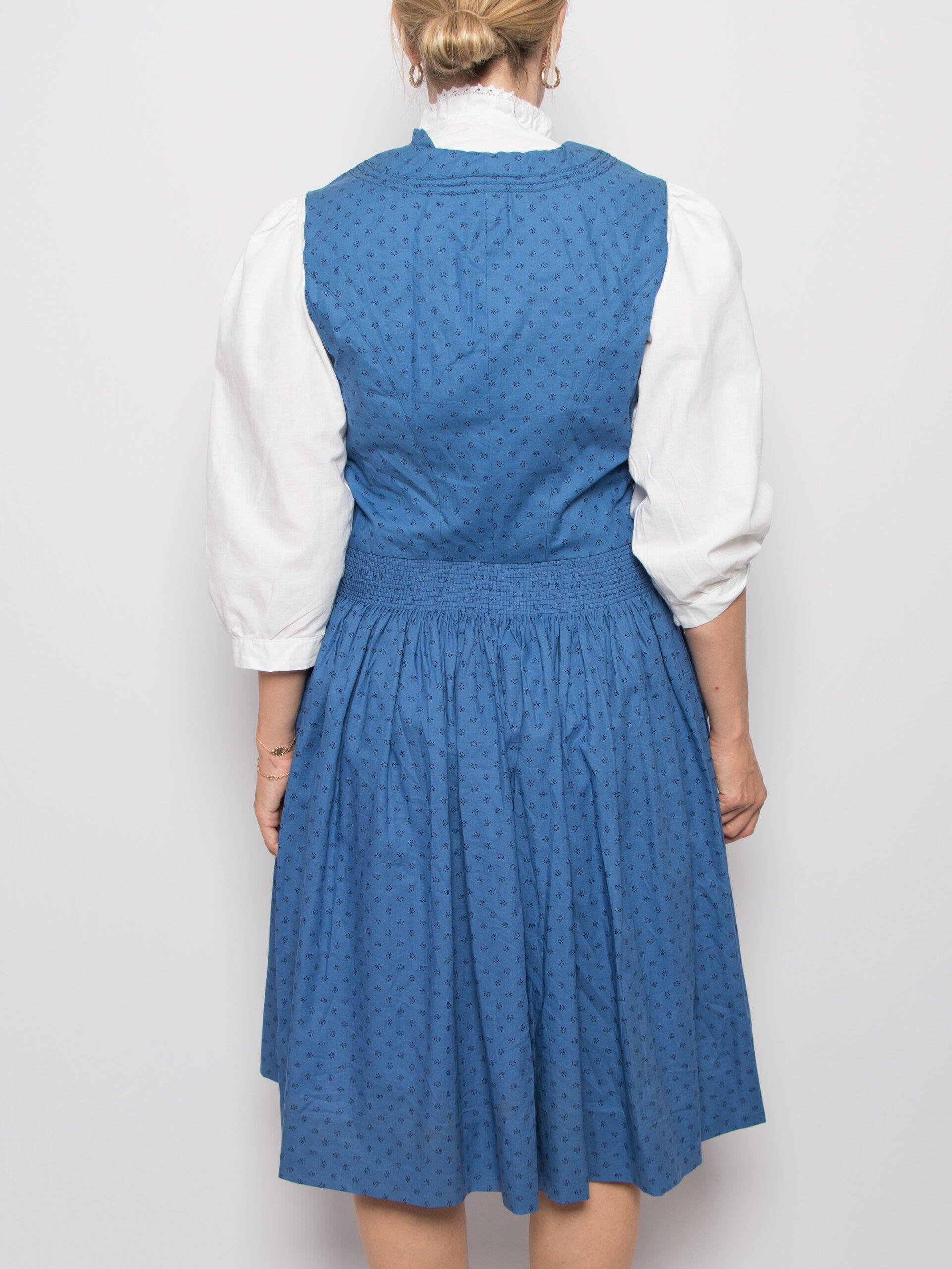 Vintage Blue Cotton Dirndl Dress Vintage Blue Cotton Dirndl Dress - Image 5