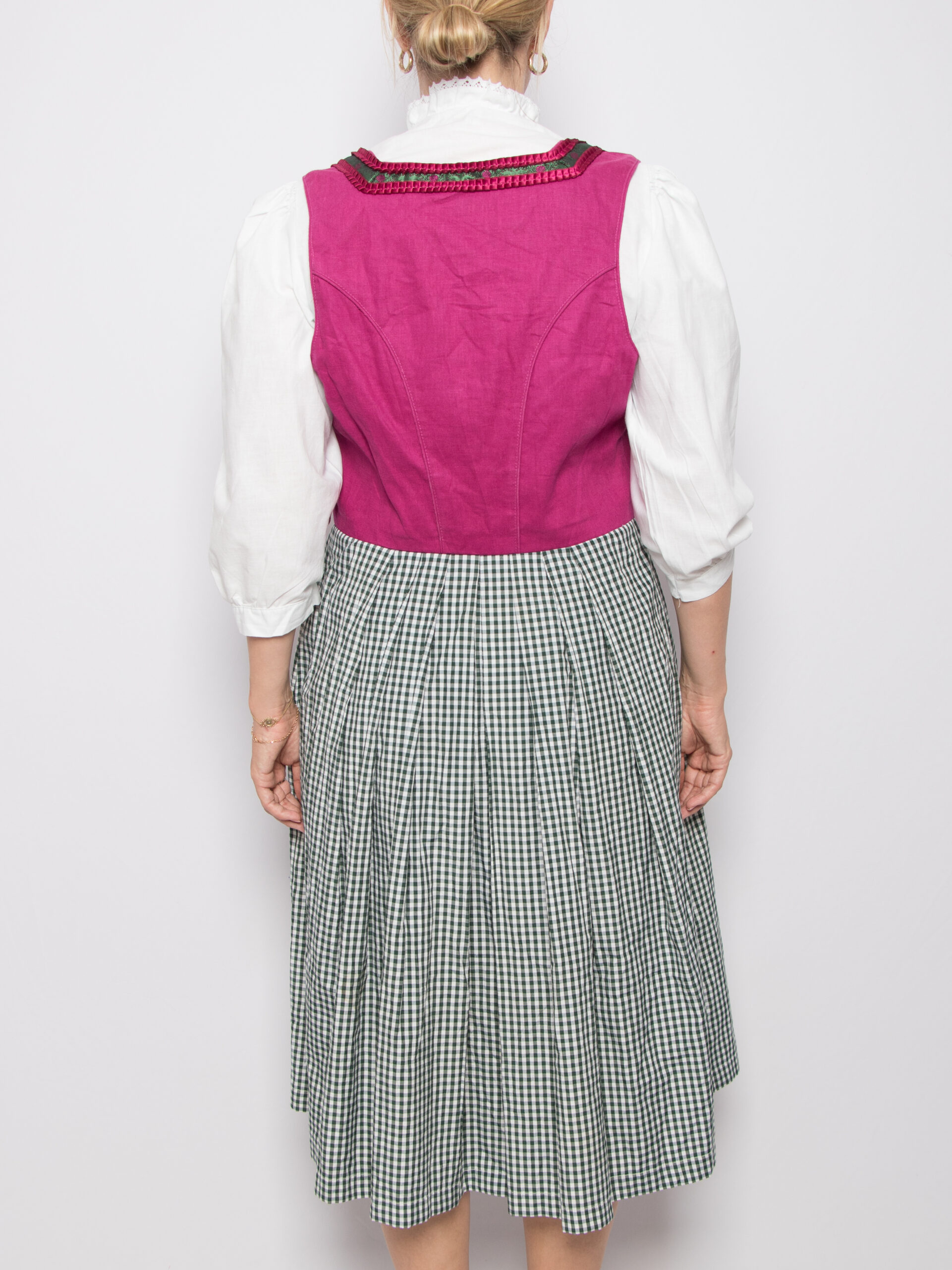 Vintage Long Gingham Dirndl Dress Vintage Long Gingham Dirndl Dress - Image 4