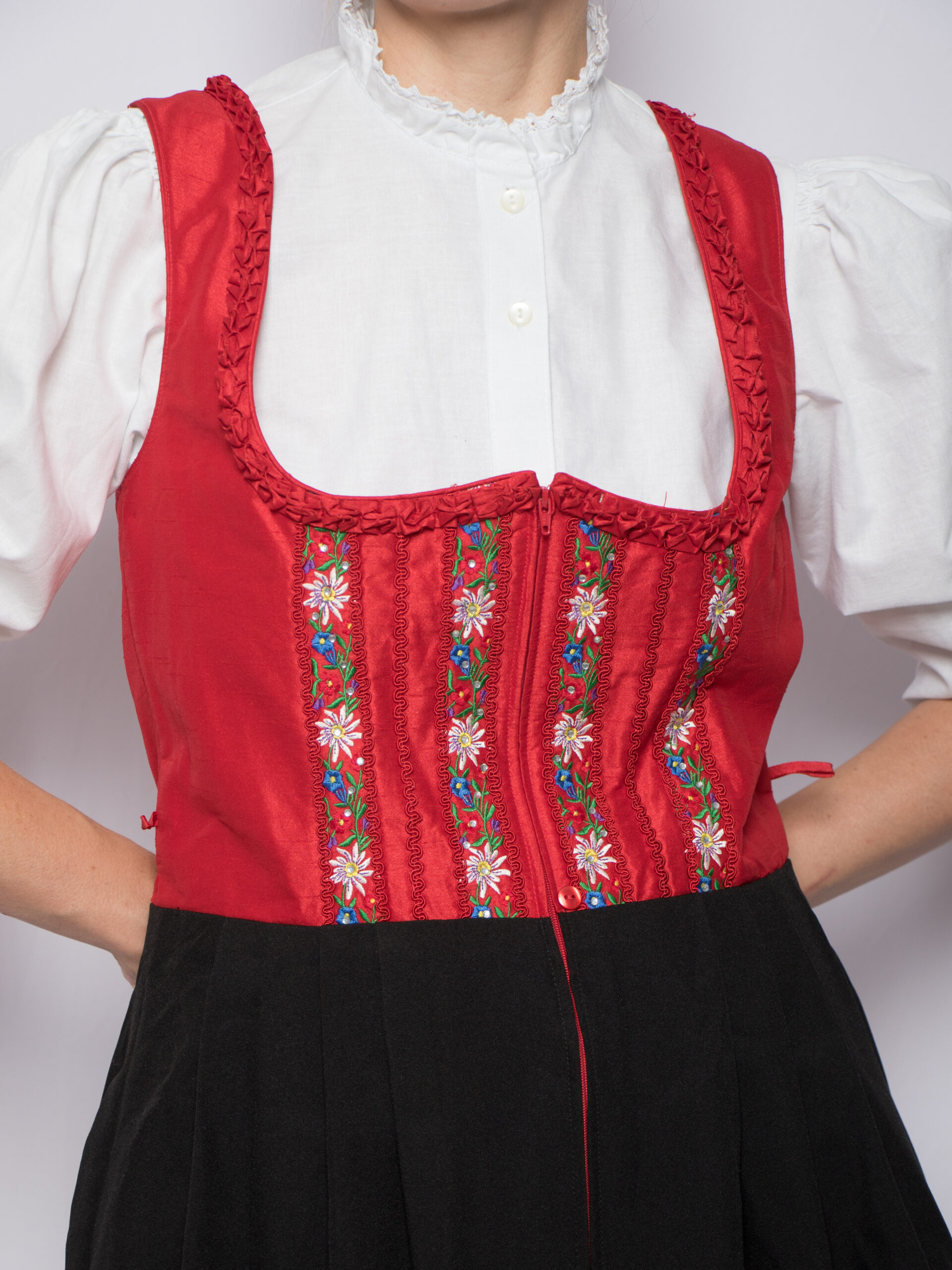Vintage Embroidered Alpine Dirndl Dress Vintage Alpine Dirndl Dress Embroidered Floral Folk Country Line Cottage Style Size L Gift for Girlfriend
