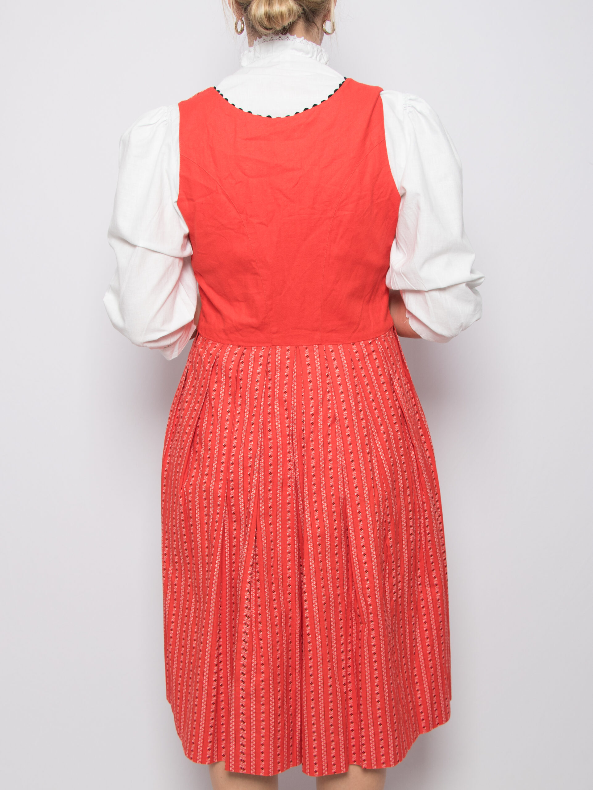 Vintage Floral Dirndl Dress Red Cotton Vintage Floral Dirndl Dress Red Cotton - Image 4