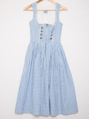 Vintage Daller Gingham Dirndl Dress Blue Size XS Alpine Cottagecore Style