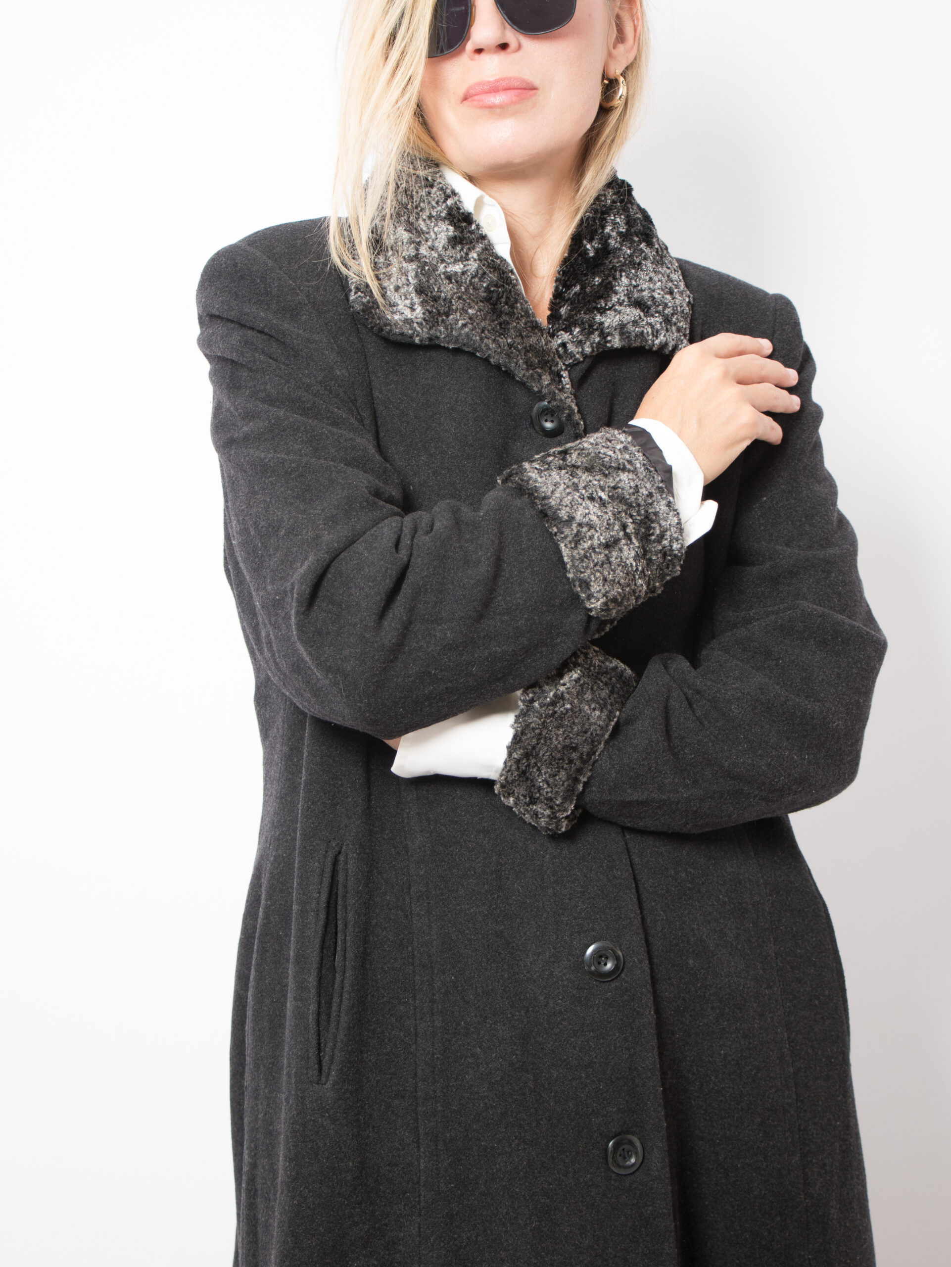 Vintage Gray Maxi Wool Coat Vintage Gray Maxi Wool Princess Coat with Faux Fur Collar Cuffs Size M Classic Timeless Gift for Girlfriend