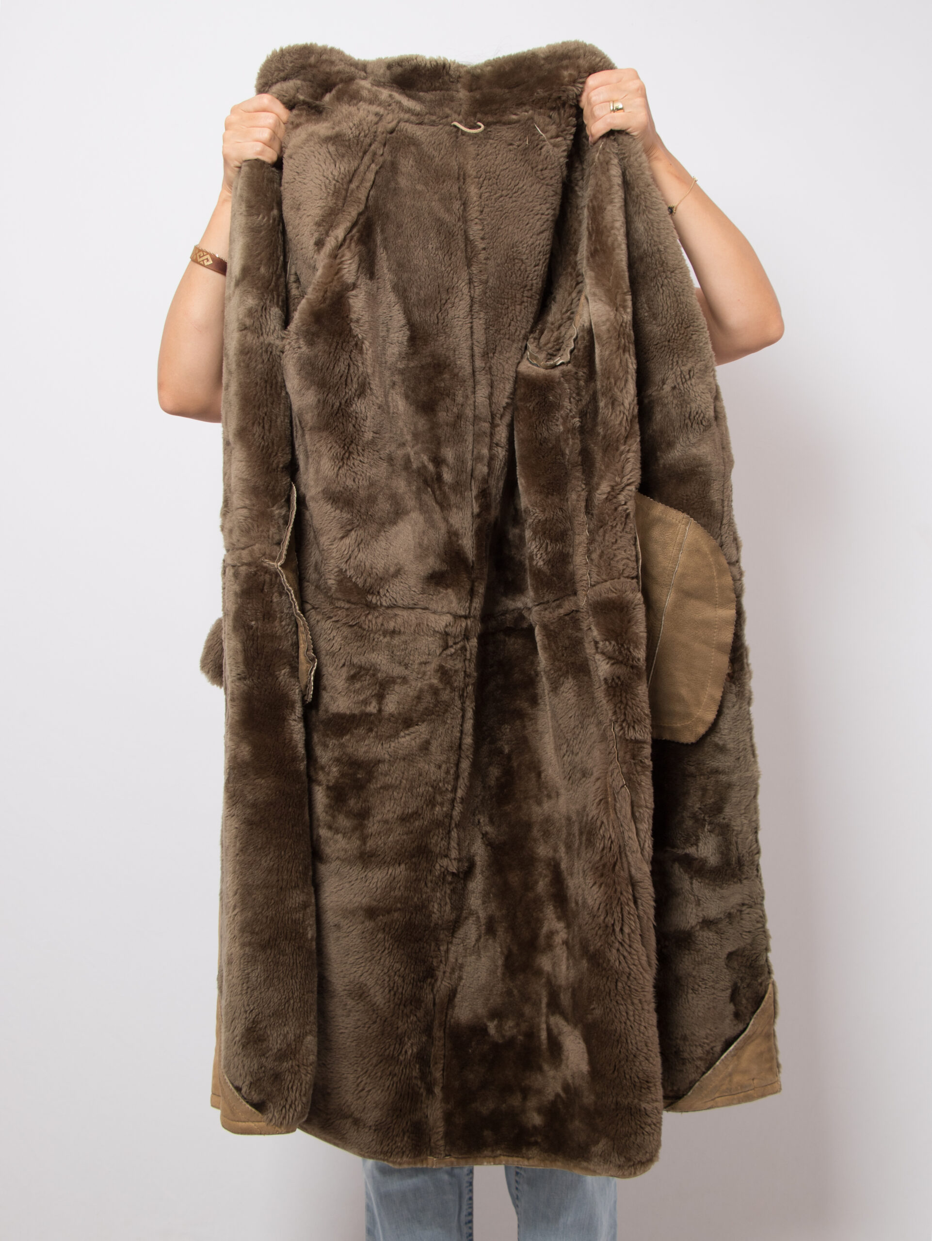 Vintage Suede Hooded Sheepskin Coat Vintage Suede Hooded Sheepskin Coat Brown Womenswear Warm Winter Best fit Size M / L Gift for Girlfriend Wife